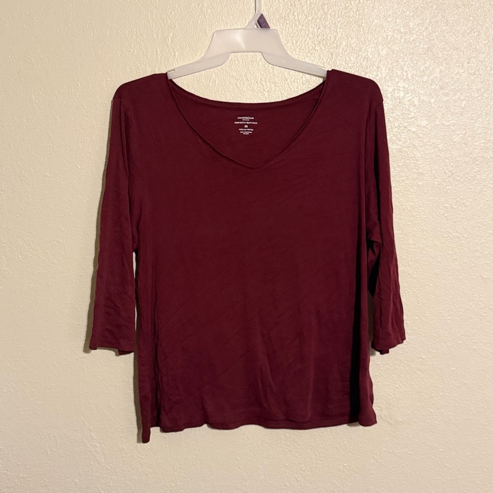 Women's Burgundy V-Neck Top